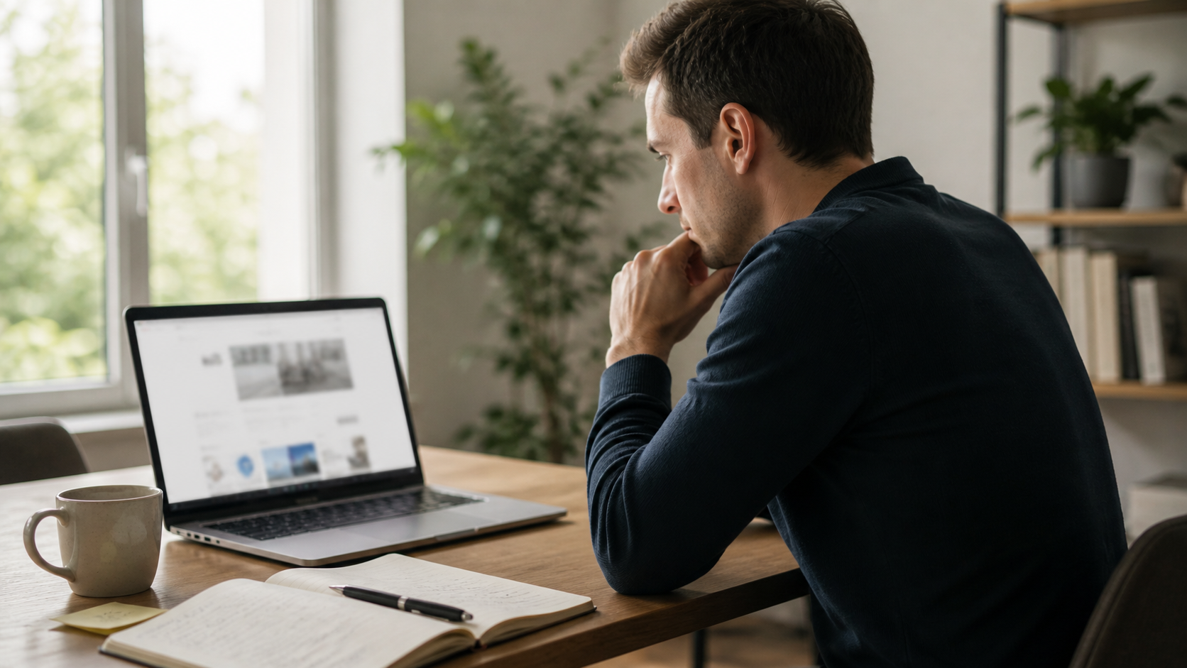 Utilisateur hésitant devant un site web dont la navigation manque de clarté